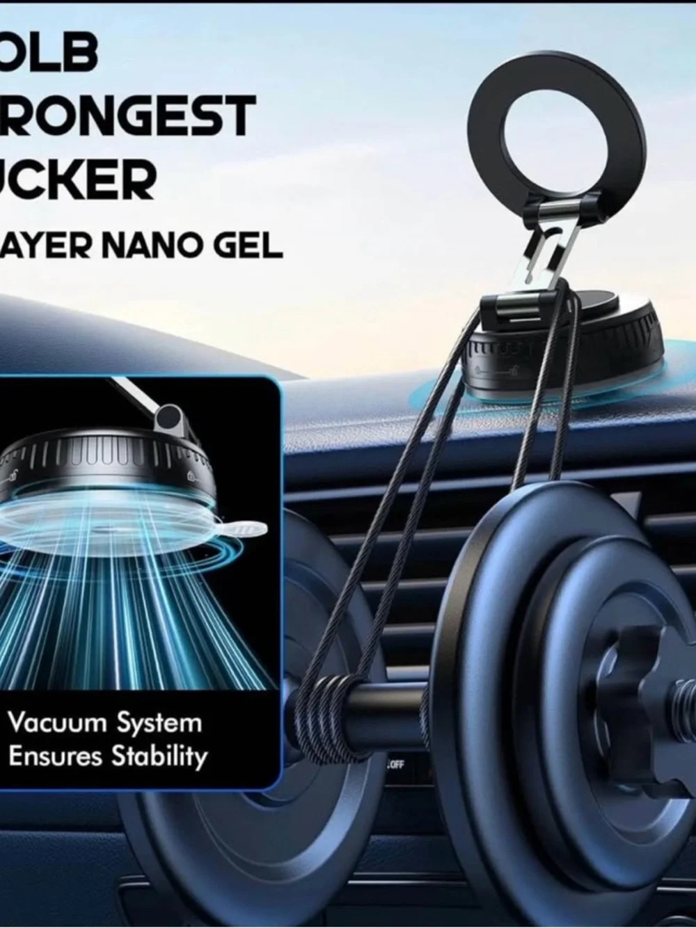 Magnetic Folding Car Phone Mount - Black